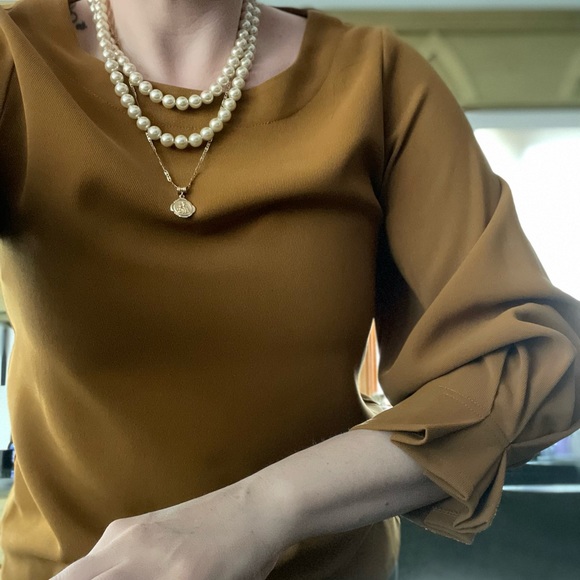 Jade Melody Tam Size Small Gold Bronze Top Blouse - Picture 2 of 7